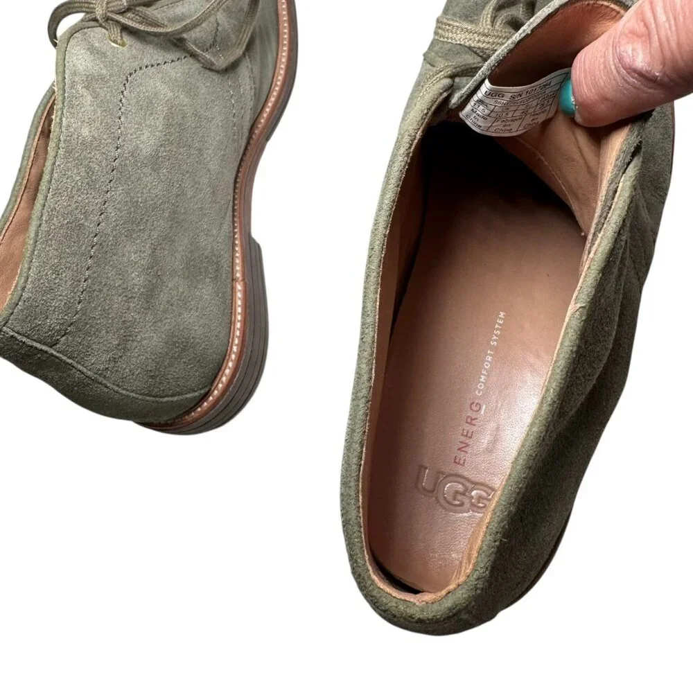 UGG Leighton Chukka Desert Boots Olive Green Waterproof‎ Suede size 11.5 US